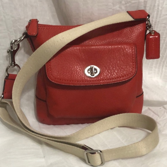 Coach Handbags - Coach Red Crossbody Bag with Cream Strap